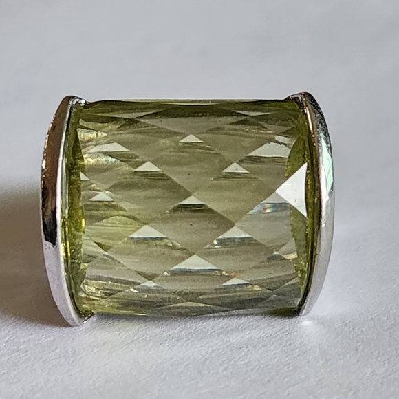 Luminous Sterling Silver Ring Large Chunky Yellow Gemstone Lemon Quarts Size 7.5 - Picture 3 of 6